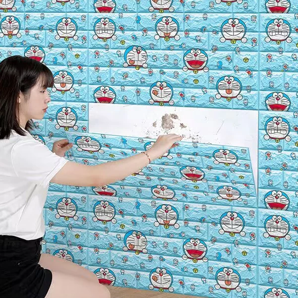 สติกเกอร์วอลเปเปอร์โฟม ลายอิฐ 3D กันน้ํา มีกาวในตัว สําหรับติดตกแต่งผนังบ้าน ห้องนั่งเล่น Diy