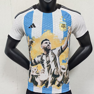 เสื้อกีฬาแขนสั้น ลายทีมชาติฟุตบอล Argentina Messi Champions 2023 ชุดเหย้า สําหรับผู้ชาย