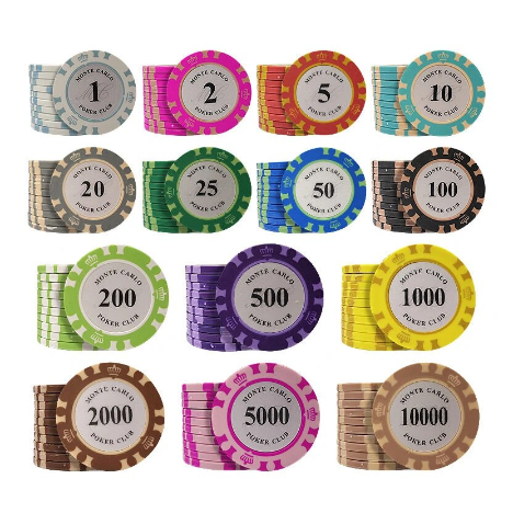 *ซื้อ 100 ชิ้นฟรี 1 กล่อง * Monte Dollar Carlo Coins Golden Clay Poker Chips Fun Game Poker Chips En
