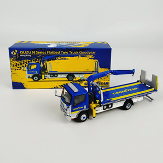 Tiny Isuzu N-Series Flatbed Tow Truck w/ Crane Good Year 1/76 Diecast Model 012301