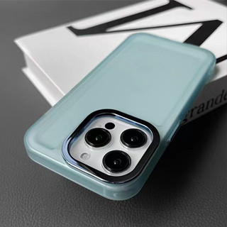 【Matte soft case+removable len/Far Peak Blue color】เคส compatible for iPhone 11 12 13 14 pro max case