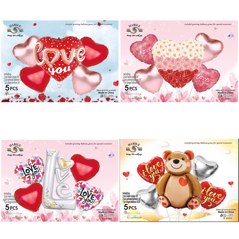 ใหม่ILOVEYOU TZ-A50001- A5011 ชุดลูกโป่งฟอยล์ 3D วันเกิดวันวาเลนไทน์ตกแต่งบอลลูนค็อกเทล