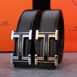 Hermès เข็มขัดหนังวัว หัวเข็มขัดโลหะ หรูหรา เรียบง่าย สําหรับผู้ชาย