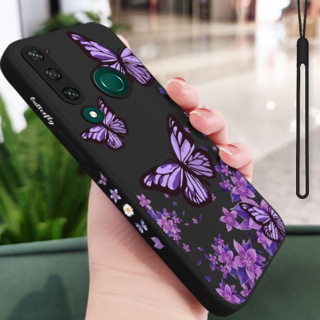 เคสโทรศัพท์มือถือซิลิโคน ลายผีเสื้อ สีม่วง สําหรับ Huawei Y7P 2020 Y7 2019 Y7Pro2019 Huawei Y9S