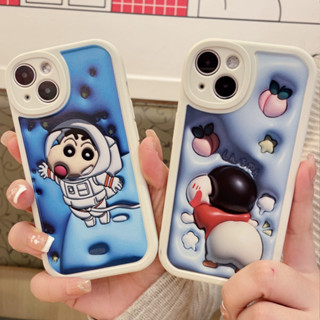 เข้ากันได้สำหรับเคส iPhone iPhone 11 เคสสำหรับ iPhone 14 Pro Max เคส TPU เคสนิ่มกันกระแทกลายการ์ตูนน่ารัก 3D สามมิติ ลายดินสอสีชินจังน่ารัก iPhone 13 Pro Max iPhone 12 Pro Max 11 7Plus 8Plus 6Plus XR xs เคส iPhone