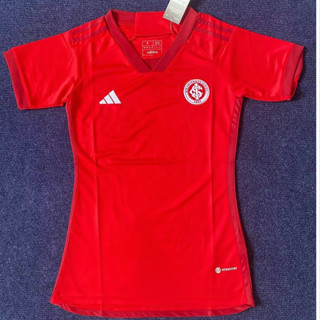 เสื้อกีฬาแขนสั้น ลายทีมชาติฟุตบอลชั้นนํา Internacional สีแดง สําหรับผู้หญิง 2023-2024