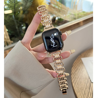 สายนาฬิกาข้อมือโลหะ แบบรูกลวง สําหรับ Apple Watch iwatch S6 SE S8 S7 41 มม. 45 มม. 40 มม. 44 มม.