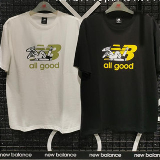 เสื้อยืดแขนสั้นลําลอง ผ้าฝ้าย ทรงหลวม พิมพ์ลายตัวอักษร NEW BALANCE NB สําหรับผู้ชาย และผู้หญิง