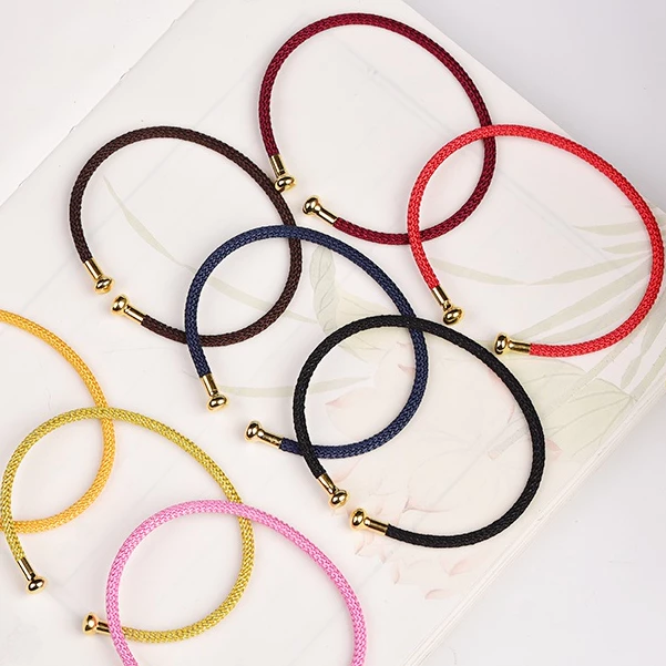เชือกถักรูปตัว C สีแดง สีดำ พร้อมลูกปัด ถอดออกได้สำหรับทำสร้อยข้อมือ