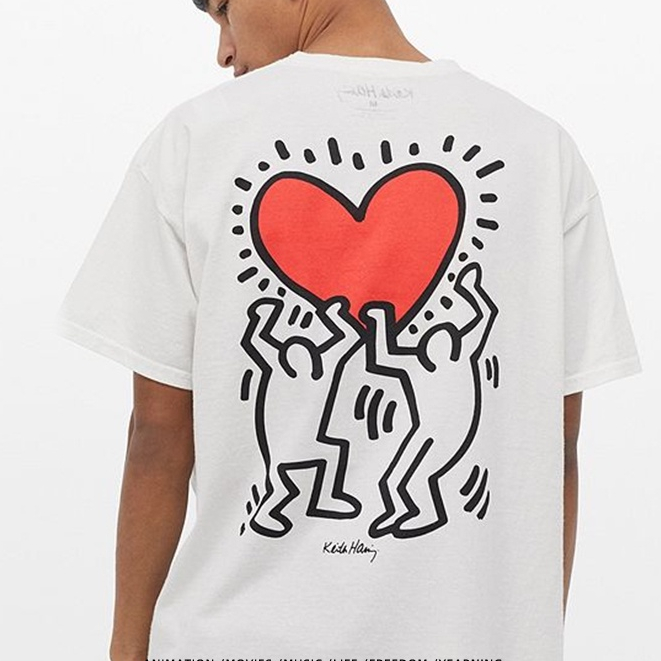 Keith Haring joint Keith Haring เสื้อยืดแขนสั้น ผ้าฝ้ายแท้ ทรงหลวม เหมาะกับฤดูร้อน สําหรับผู้ชาย และผู้หญิง