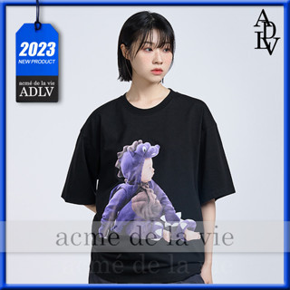 ✿ Acme de la vie ✿ Adlv เสื้อยืดคอกลม แขนสั้น ลายไดโนเสาร์ สีม่วง โอเวอร์ไซซ์ สไตล์เกาหลี สําหรับทุกเพศ 2023SS