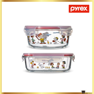 Pyrex Snoopy กล่องแก้วใส่อาหาร 4 ด้าน