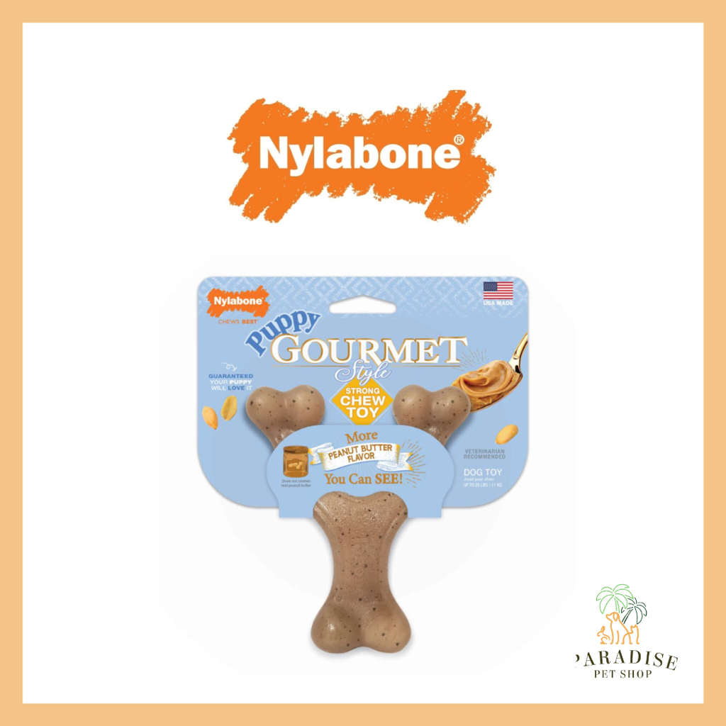 Nylabone Gourmet Style Strong Wishbone Puppy Chew ของเล่นเนยถั่ว (Regular)