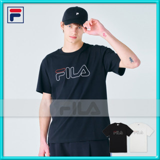 ✦ Fila ✦ เสื้อยืดแขนสั้น พิมพ์ลายโลโก้ 3D ขนาดใหญ่ สําหรับทุกเพศ FS2RSF2102X