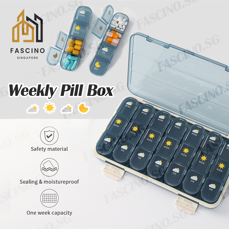 SGWeekly Pill Box Store Organizer 3 Times A Day 7 21 Days Travel Pill Container เครื่องจ่ายยาขนาดใหญ