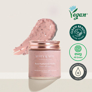 Mary&amp;may Vegan Rose Hyaluronic มาสก์ไฮดรา ล้างออกได้ แพ็ก 125 กรัม