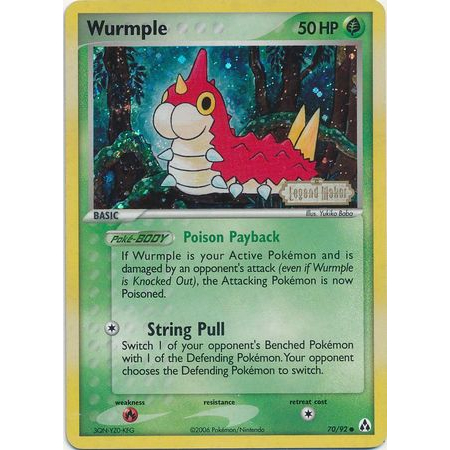 การ์ดโปเกมอนภาษาอังกฤษ Wurmple - 70/92 - Common Reverse Holo Ex Legend Maker Reverse Holo Singles [ใ