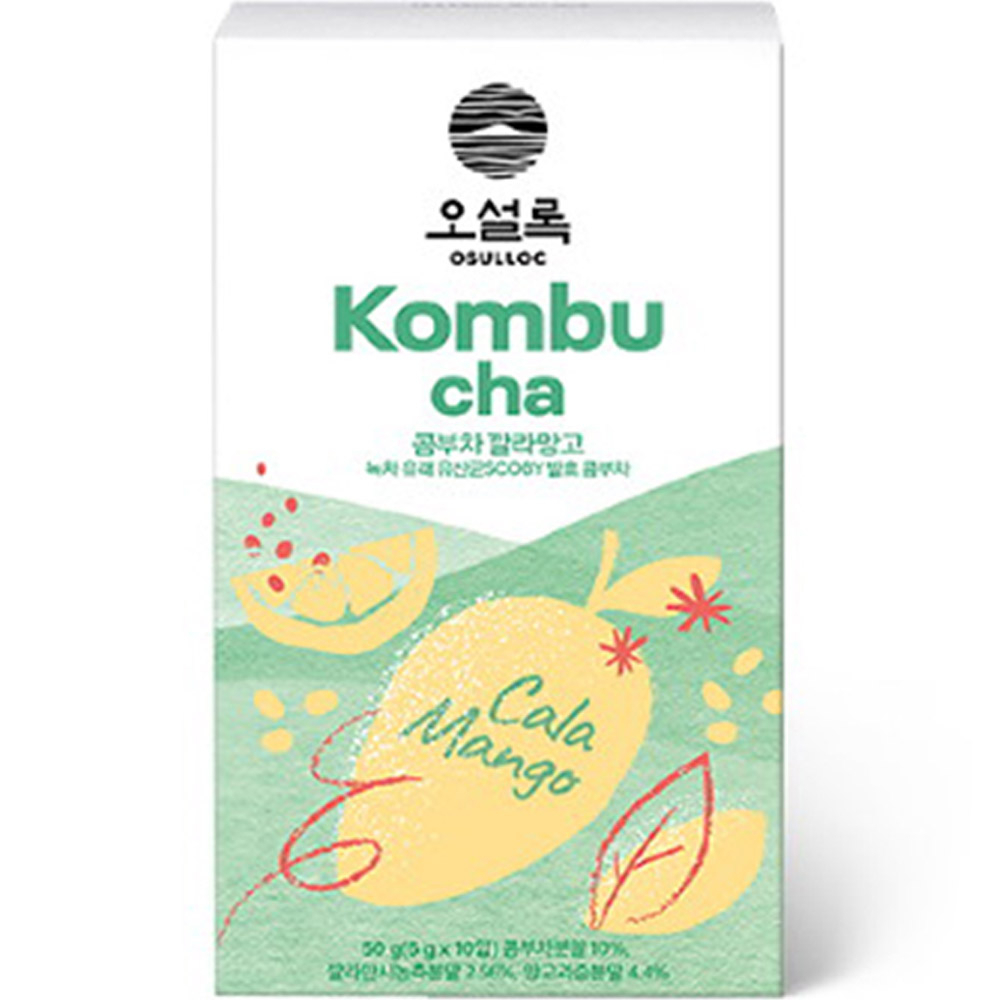 Osulloc Kombucha Tea Calamango (Calamansi &amp; Mango Blending) เครื่องดื่มผสมผงประกาย ไม่มีน้ําตาล 10 แท่ง