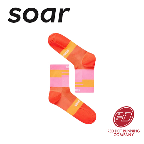 SOAR Running - ถุงเท้าข้อเท้า - สีชมพูฟลูออโร/ส้มฟลูโร