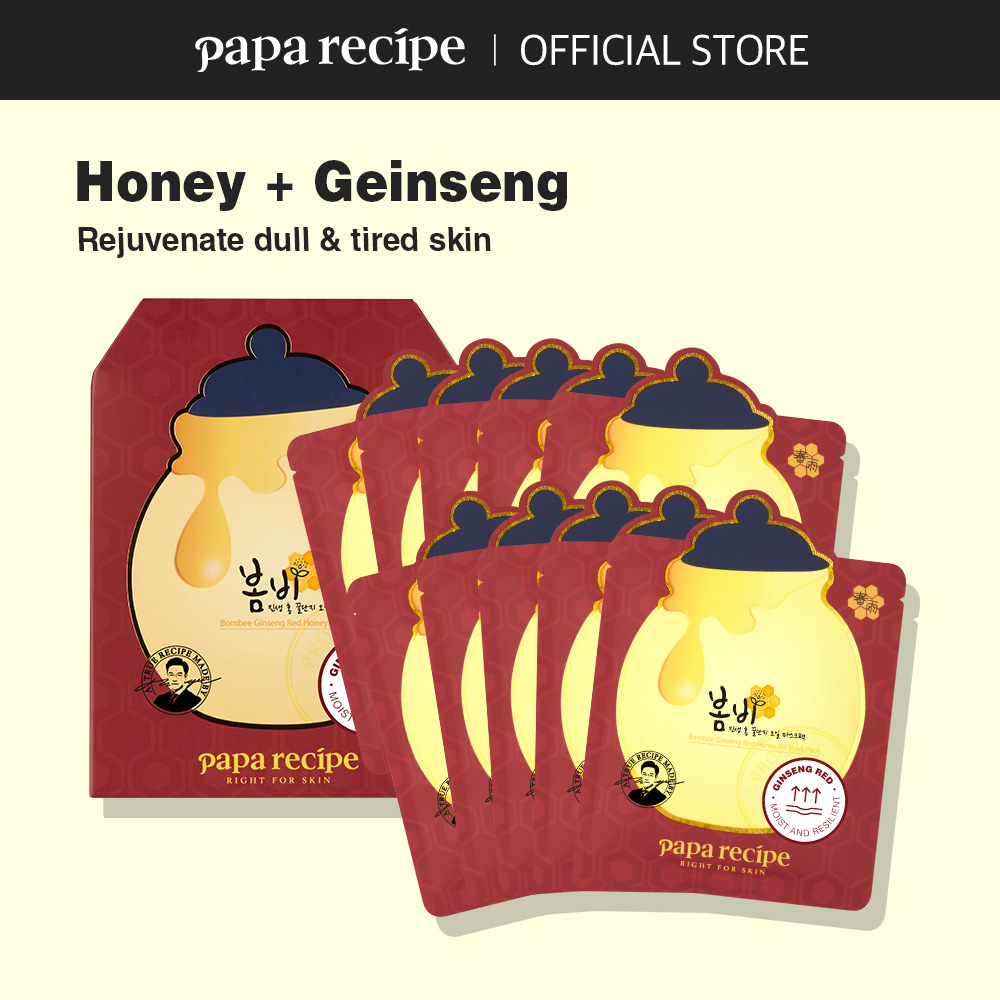 Papa สูตรบอมบี้ โสมน้ําผึ้งแดง มาส์กหน้า (25 กรัม * 10 แผ่น)
