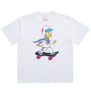 [ADLV X SIMPSONS] ★ ด้วยการซ่อนแท็กเกินขนาด★เสื้อยืดผ้าฝ้าย 100% พิมพ์ลายสเก็ตบอร์ด สไตล์เกาหลี