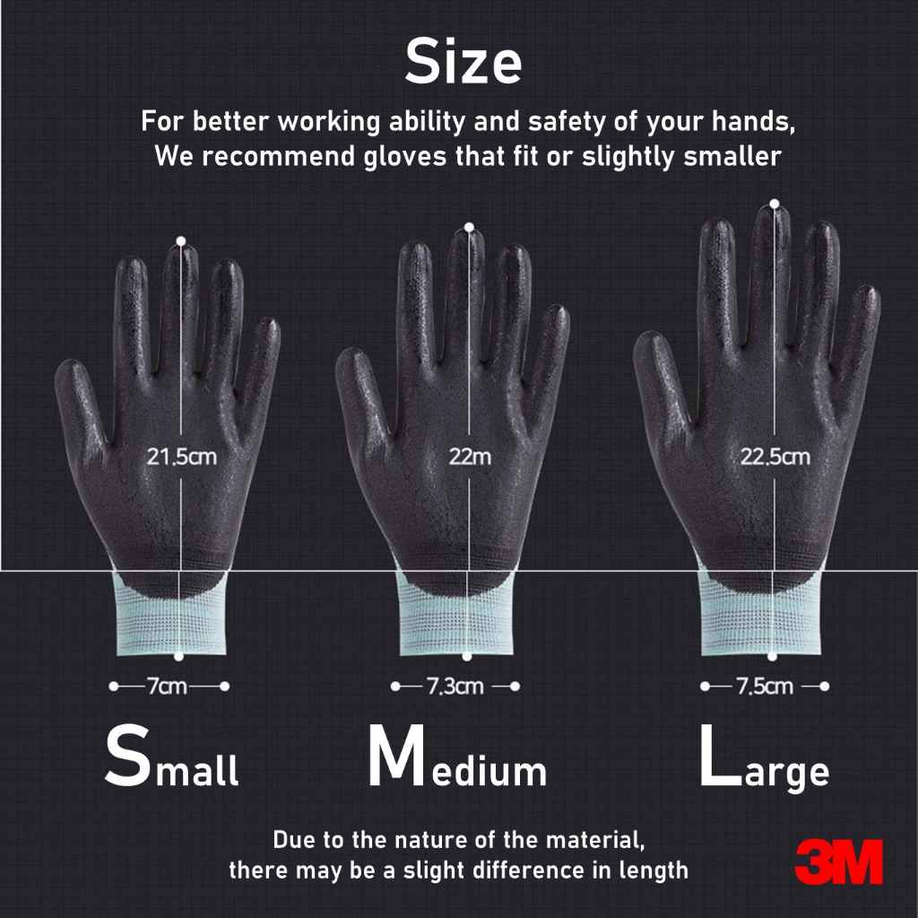 [3M] Super Grip 100 Gloves / 2 Colors / Nitrile Foam Coated Safety Gloves / การรับรอง 
