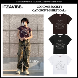 Itzavibe GO HOME SOCIETY CAT CROP เสื้อยืด 3 สี