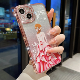 เคสโทรศัพท์มือถือแบบนิ่ม กันกระแทก แต่งกลิตเตอร์ หรูหรา สําหรับ iPhone 14 13 Pro 11 12 Pro Max PLUS