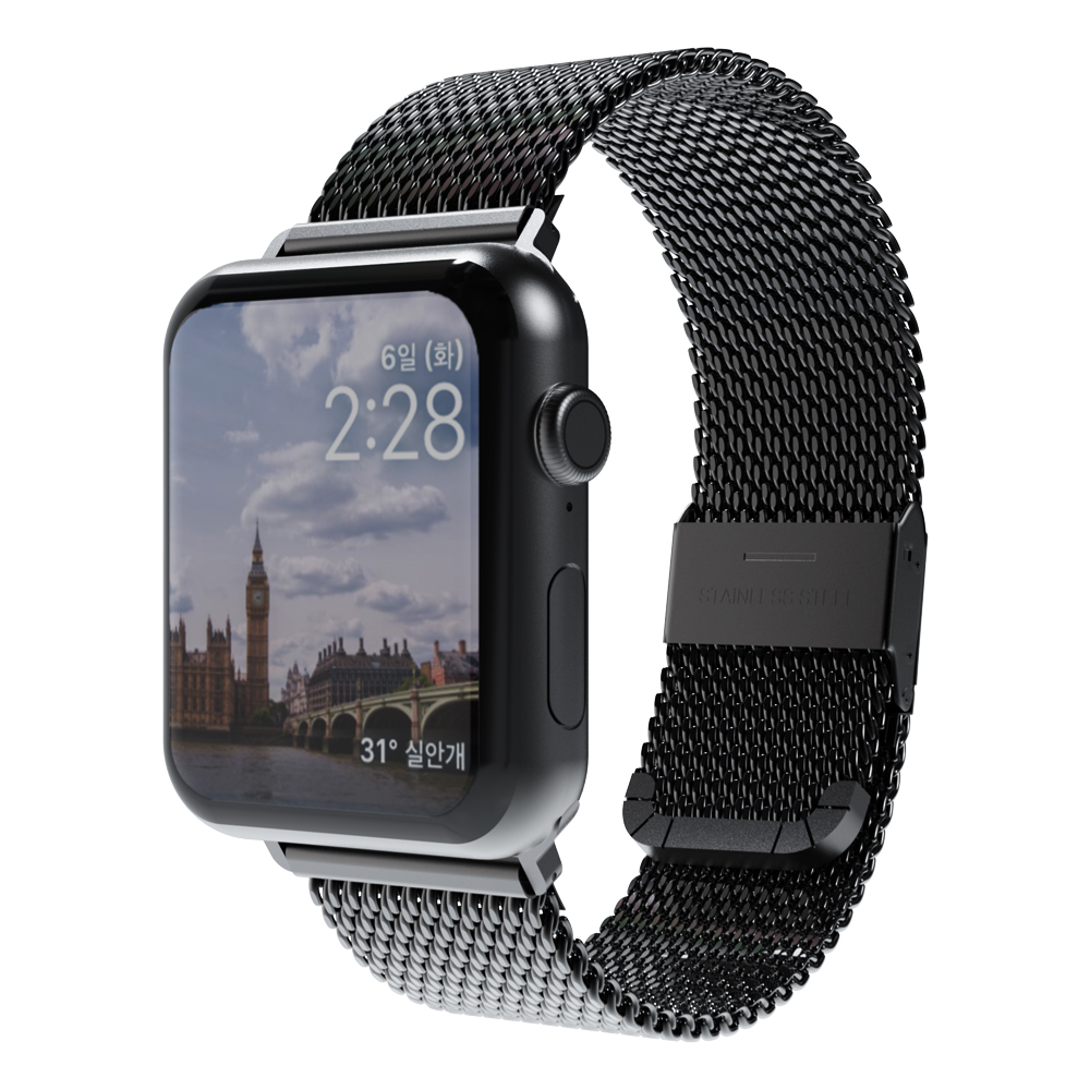 Miak Milanese Loop Clip Strap Compatible For iWatch Series 10 Series 11 38/40, 42/44/45mm Premium Stainless Mesh Band