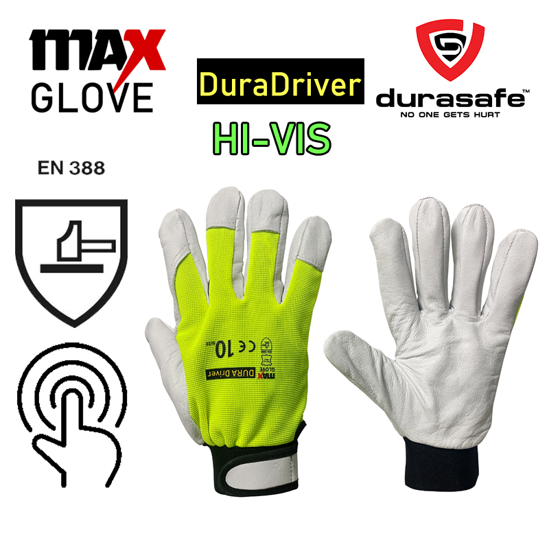 MaxGlove Duradriver Hi-Vis Goat skin Glove ขนาด 6-11 EN388