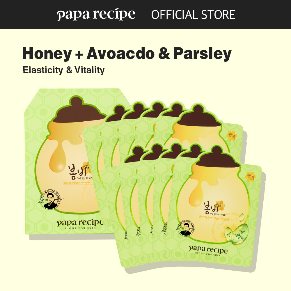 Papa มาส์กน้ําผึ้ง สูตรบอมบี้ กรีน ฮันนี่ (25 กรัม * 10 แผ่น)