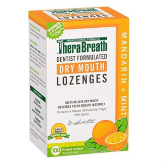 [พร้อมส่ง] Therabreath, No Sugar Mouth Wetting Fresh Breath Lozenges, Mandarin Mint 100 โลเซงส์ห่อแยกกัน