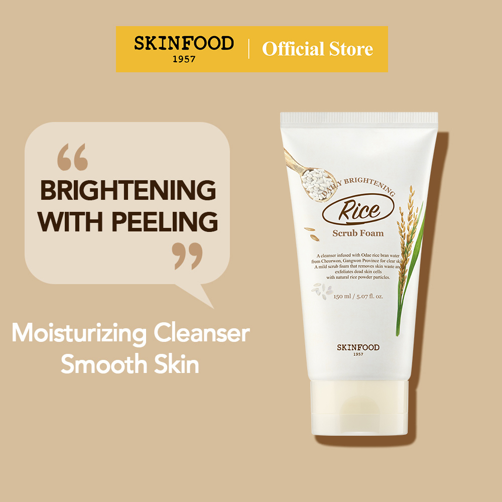 [SKINFOOD] ข้าวไบรท์เทนนิ่งโฟมผลัดเซลล์ผิว150ml / Micro Fine Rice Bran Facial Scrub Foaming Cleanser