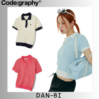 [CODEGRAPHY] Cgp เสื้อโปโลถัก แขนสั้น สีน้ําเงิน ครีม ชมพู สไตล์เกาหลี สําหรับผู้หญิง