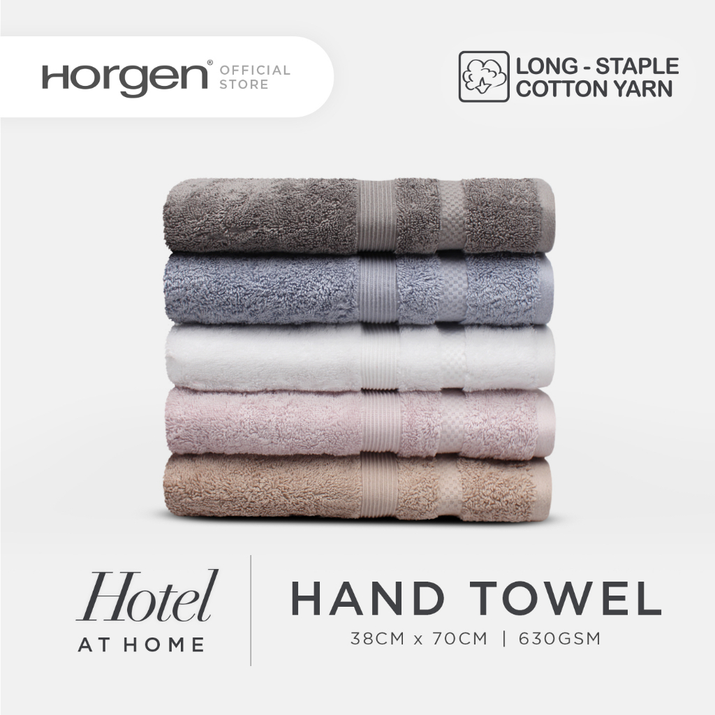 Horgen Hotel At Home ผ้าเช็ดมือโรงแรมผ้าฝ้ายอียิปต์ (1 ชิ้นผ้าเช็ดมือหนา) (630GSM)(หนา 168 กรัม)(38x
