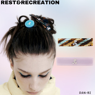 [REST&amp;RECREATION] Rr โลโก RECTANGLE HAIR PIN / PINK / BROWN / ของแท้ 100%