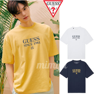 [GUESS Korea] เสื้อยืดแขนสั้น พิมพ์ลายตัวอักษร GUESS สําหรับผู้ชาย 2023