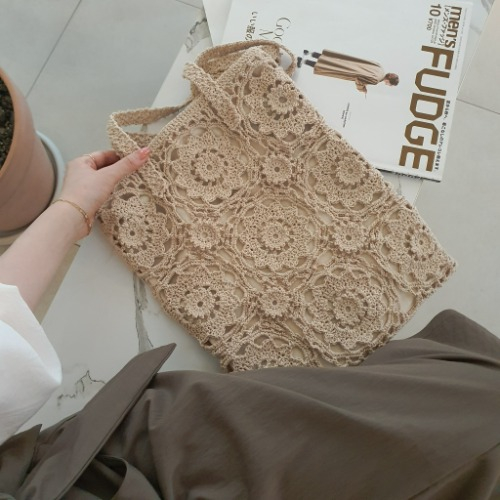 กระเป๋าสะพายไหล่ ผ้าฝ้ายถักโครเชต์ DIY