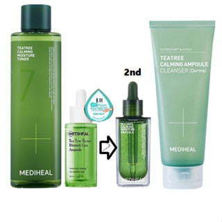 [MEDIHEAL] ต่ออายุ✨ คอลเลกชันต้นชา: Tea Tree Biome Blemish Cica Ampoule, ครีม, Tea Tree Calming Moisture Ampoule, Toner, Ampoule Cleanser