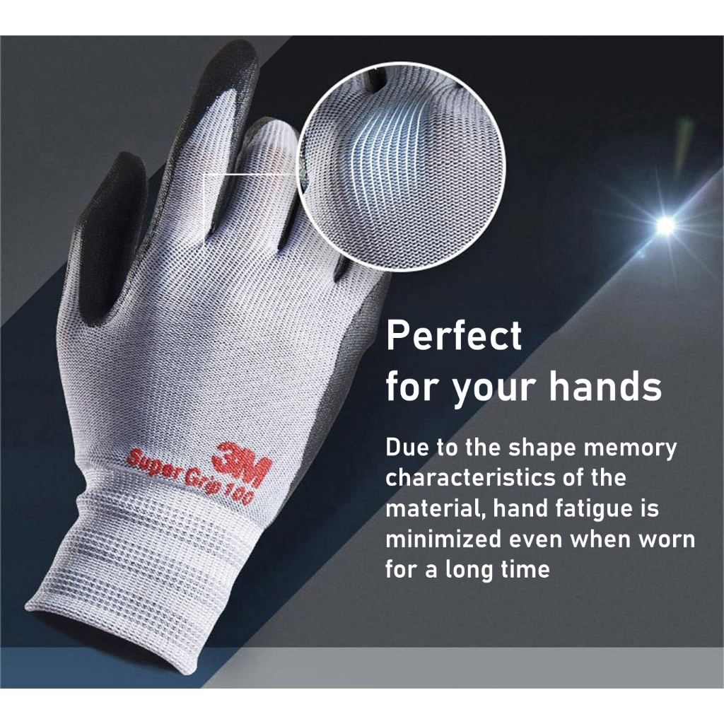[3M] Super Grip 100 Gloves / 2 Colors / Nitrile Foam Coated Safety Gloves / การรับรอง 