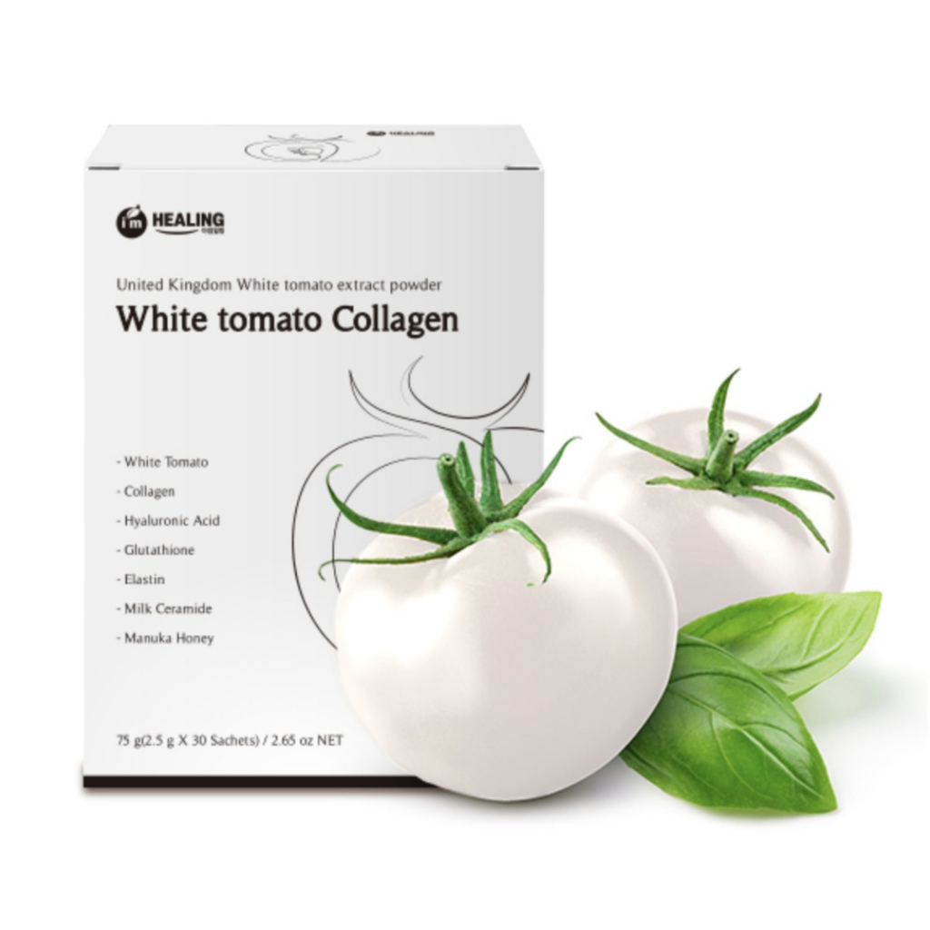 I'm Healing Crystal White ผงมะเขือเทศ 30 แท่ง ผิวกระจ่างใส กลูต้าไฮยารูลอนิก คอลลาเจนจากปลาเกาหลี