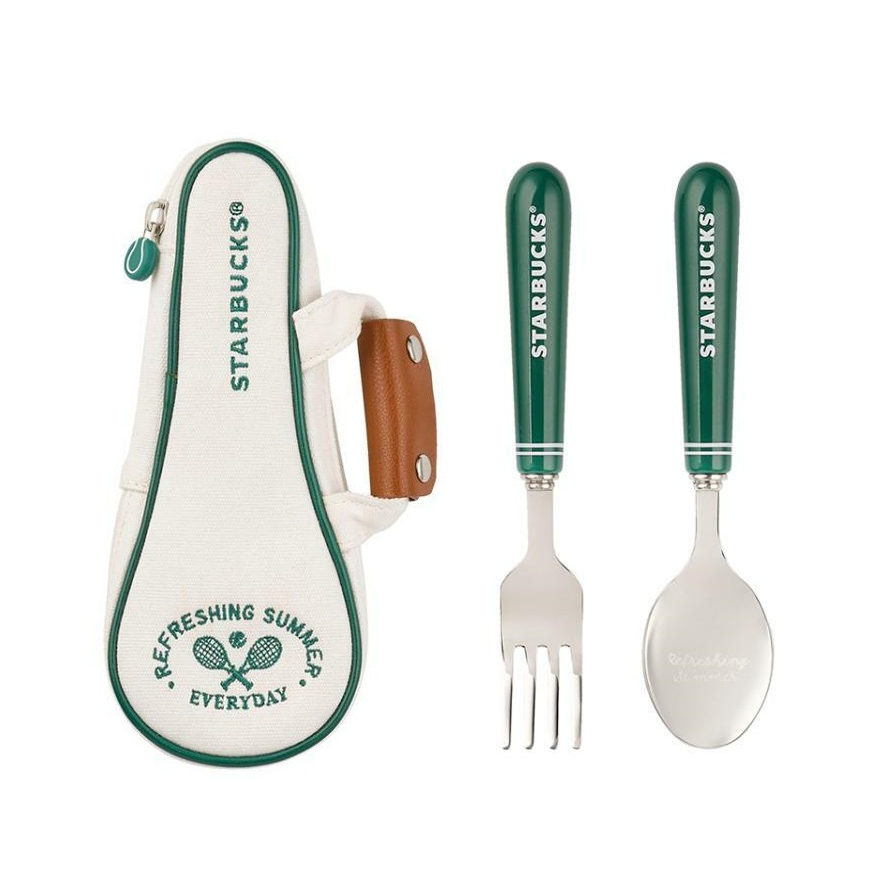  【พร้อมส่ง】2023 แก้วสตาร์บัคส์เกาหลี Starbucks Korea Summer joy spoon fork set