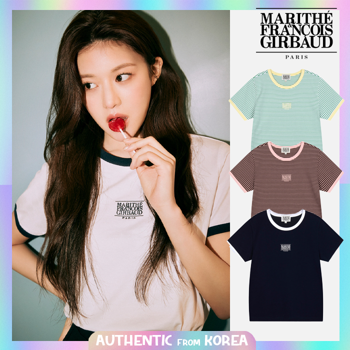 Marithe FRANCOIS GIRBAUD สําหรับผู้หญิง W CLASSIC LOGO RINGER TEE แขนสั้นเสื้อยืด 5 สี