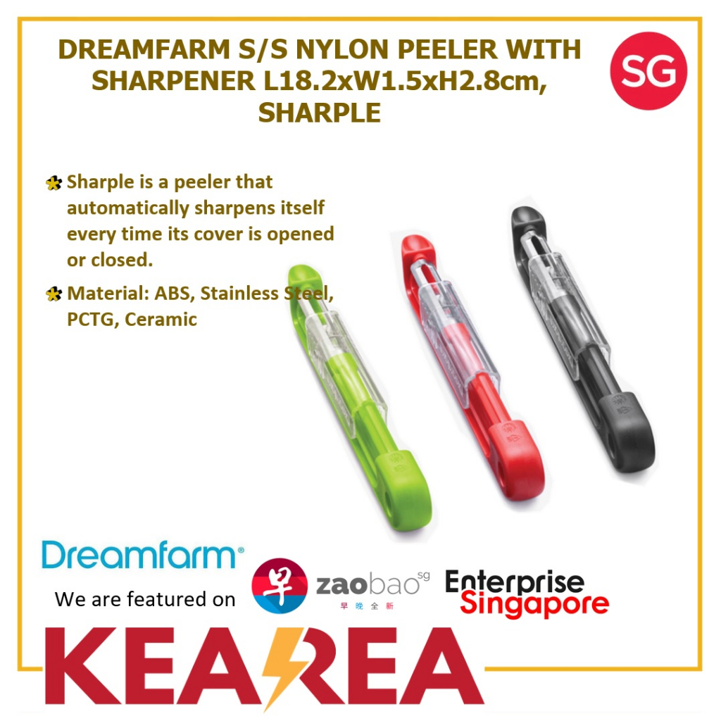 (มัด 2) Dreamfarm S/S เครื่องปอกไนลอนพร้อมที่เหลา L18.2xw1.5xh2.8cm ชาร์ปสีเขียว/แดง/ดํา
