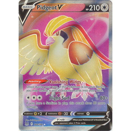 การ์ดโปเกมอน TCG Pidgeot V SS Lost Origin 188/196 Full Art Ultra