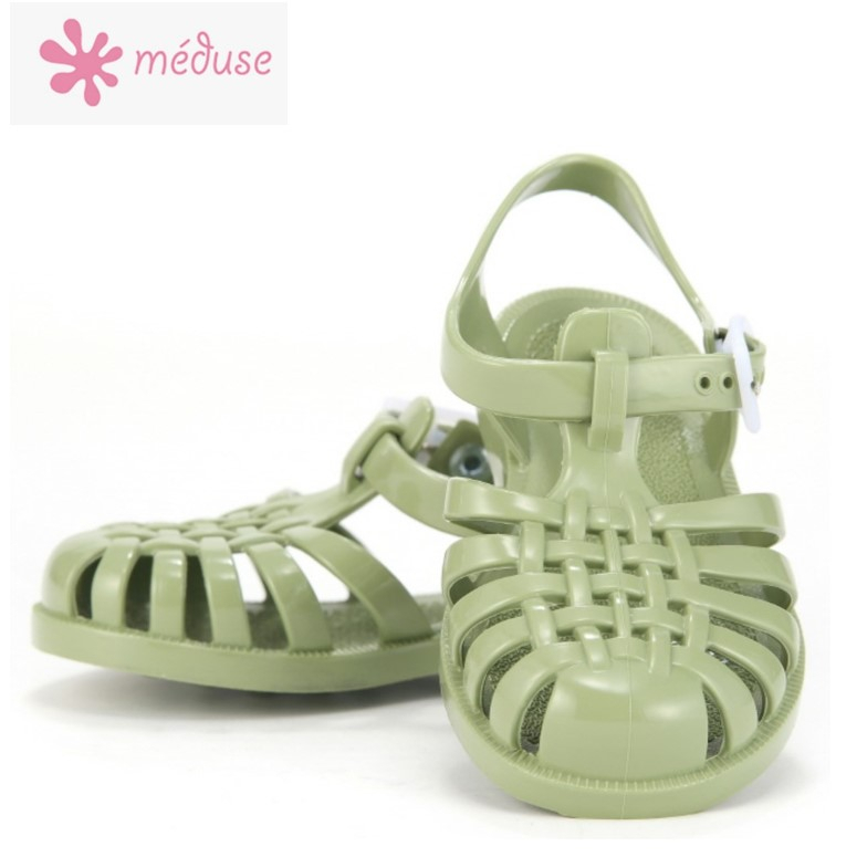 [MEDUSE] Sun201 รองเท้าแตะ สีเขียวมะกอก สไตล์ฝรั่งเศส สําหรับเด็กผู้หญิง