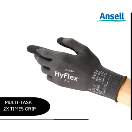 ( Local SG )Ansell Hyflex 11-840 Glove Nitrile Foam Coating Safety Glove Work Glove Size ML [ทั่วไป]