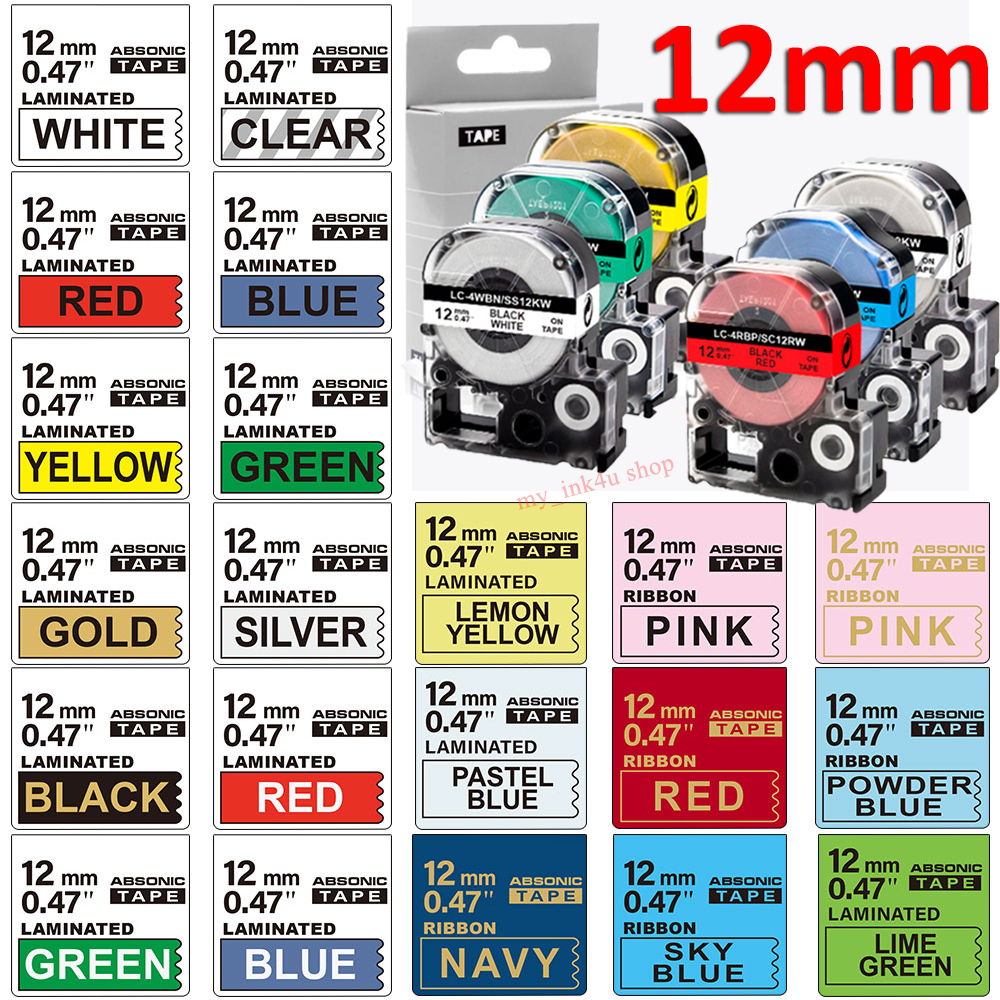 9/12/18/24mm Label Tape ใช้งานร่วมกับ Epson LabelWorks / KingJim เครื่องพิมพ์ฉลาก LW-300 LW-400 LW-5