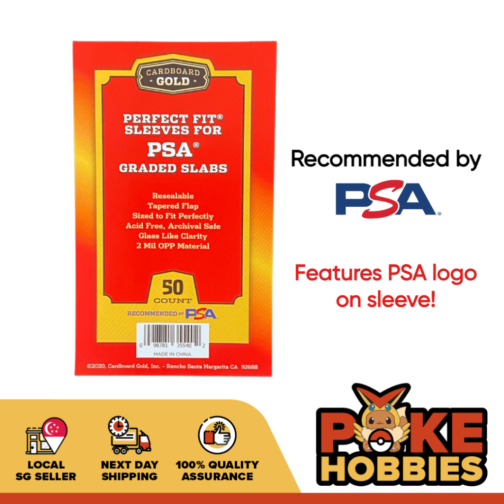 กระดาษแข็ง Gold Perfect Fit Sleeves สําหรับการ์ด PSA Graded/แผ่นพร้อมโลโก้ PSA