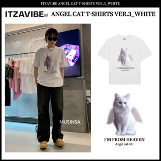 Itzavibe เสื้อแขนสั้น ลายแมวแองเจิล สีขาว VER.3_WHITE